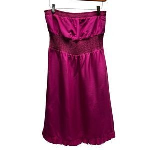 Anthropologie Maeve 100% Silk Dress Daleka Size 2 Strapless Pink Knee Length